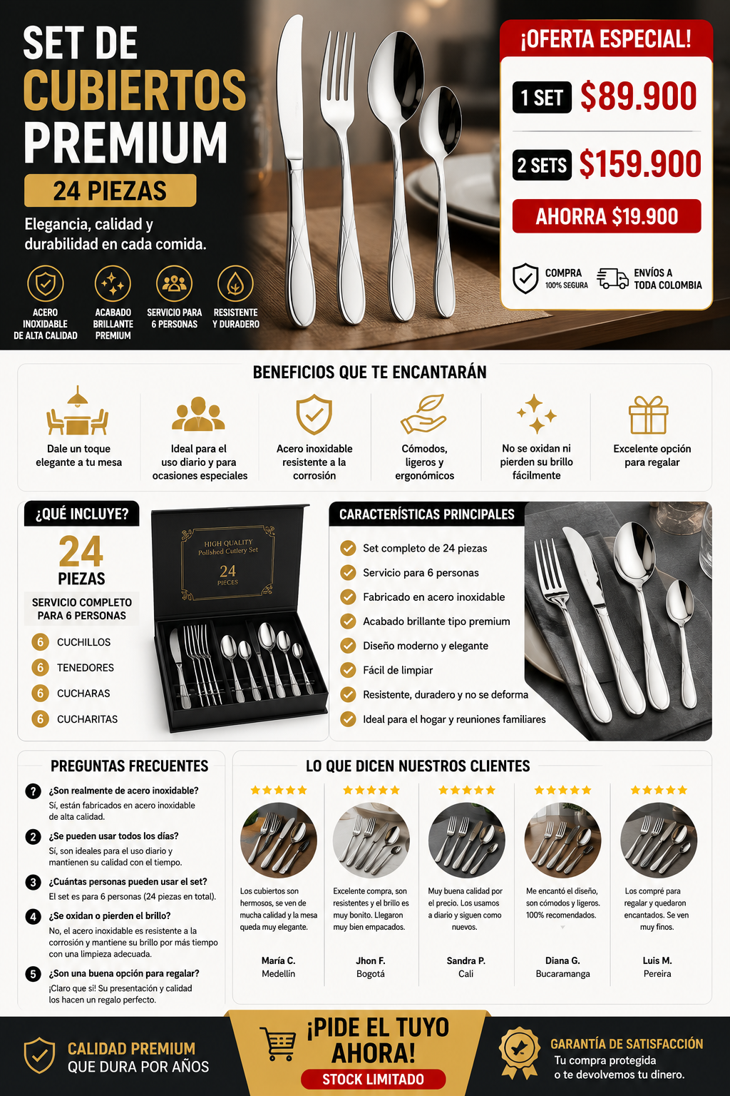 Set de Cubiertos Premium x24 Piezas | Elegancia y Calidad para Cada Comida